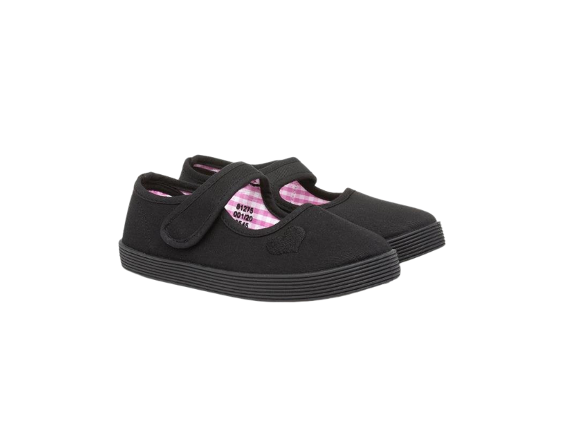 Girls Black Plimsolls