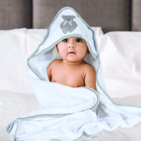 Luvable Friends Unisex Baby Hooded Towel with Five Washcloths, Ikat Elephant, One Size - Diaper Yard Gh