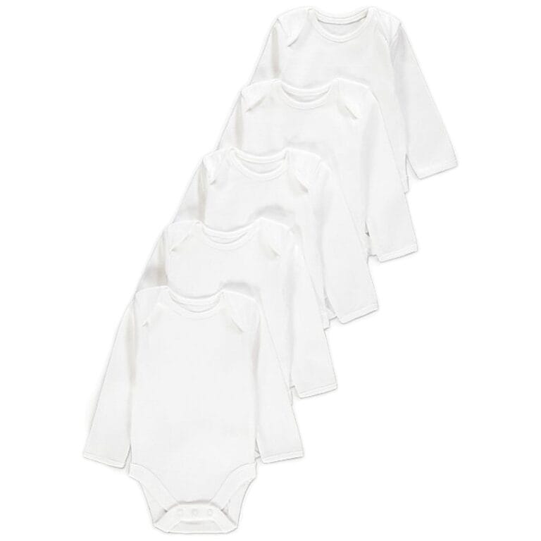 3-6m White Long Sleeve Bodysuits 5 Pack - Diaper Yard Gh