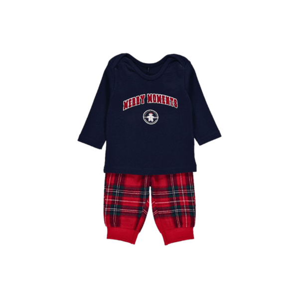 "Christmas baby outfit navy top and red plaid pants - Diaper Yard"