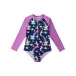 Girls Purple Rash Guard Swimsuit - Image 2