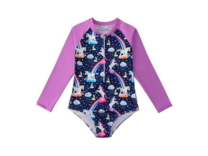 Girls Purple Rash Guard Swimsuit