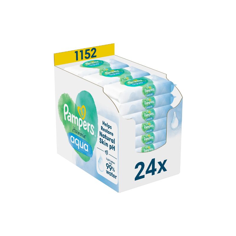 2025/03/1000226439.jpg Pampers Harmonie Aqua Wipes 0% plastic 24 x 48 - Image 1