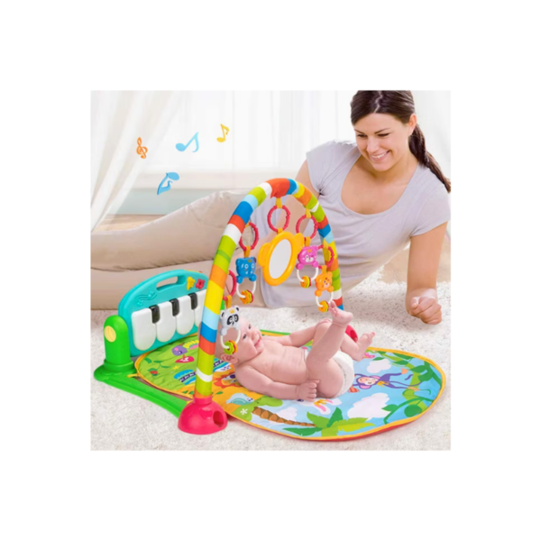 alt="Baby Play Gym with Hanging Toys and Piano for Development"