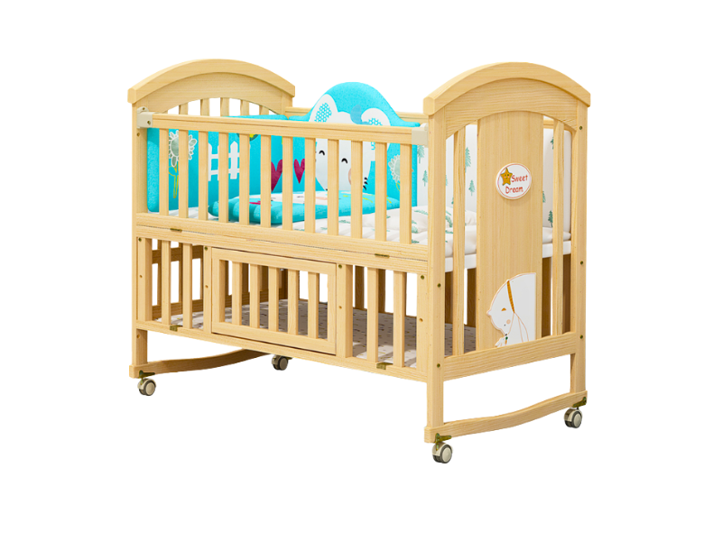 Convertible Wooden Baby Crib – 120x60cm Pine Wood Cot Bed