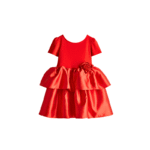 Red Satin Tiered Dress 18 Months-8 Yrs - Image 2
