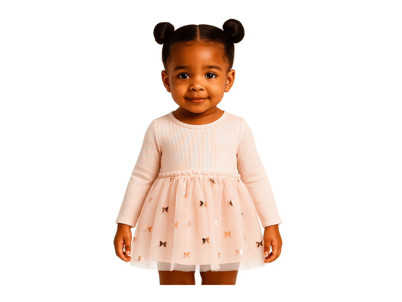 "Baby Blush Sequin Party Dress - pink long sleeve dress for girls"