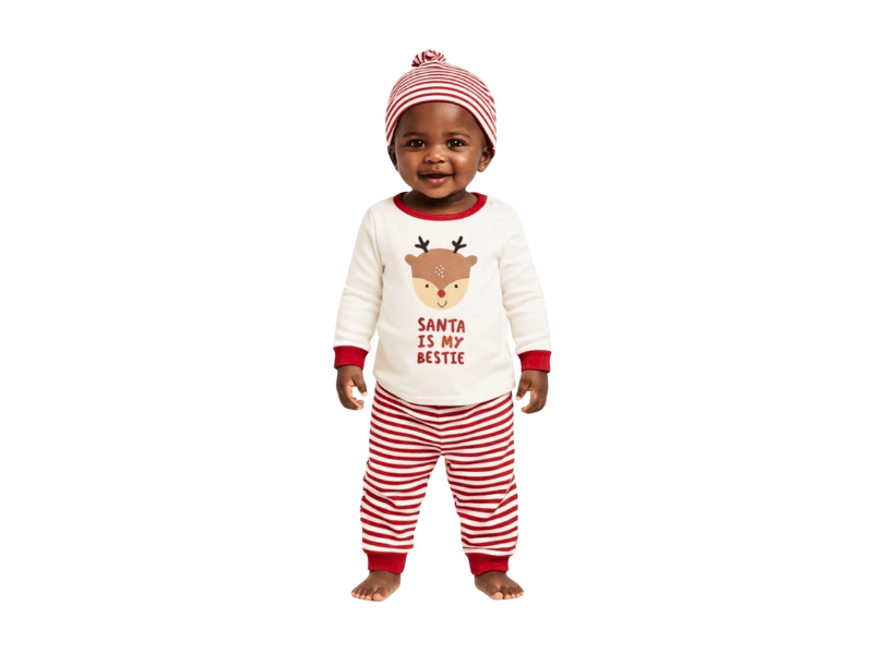 santa is my bestie bib and hat set
