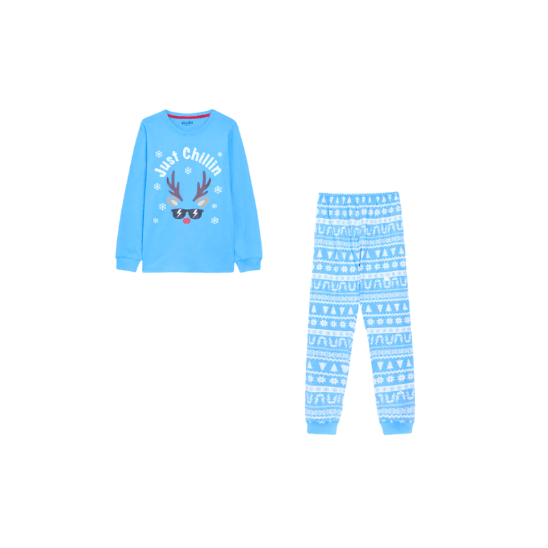 just chillin blue christmas pyjamas for boys
