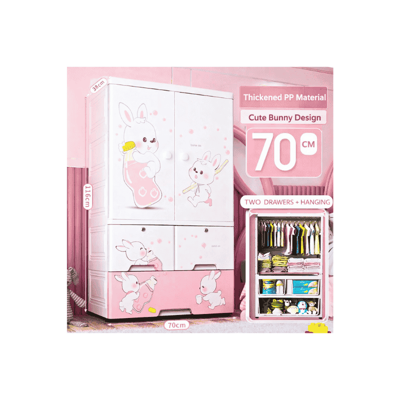 Cute bunny kids wardrobe storage cabinet
