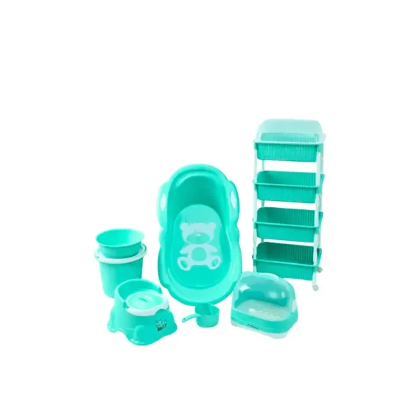 baby bath set with storage rack complete newborn kit green