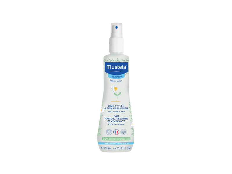 mustela hair styler and skin freshener spray for babies