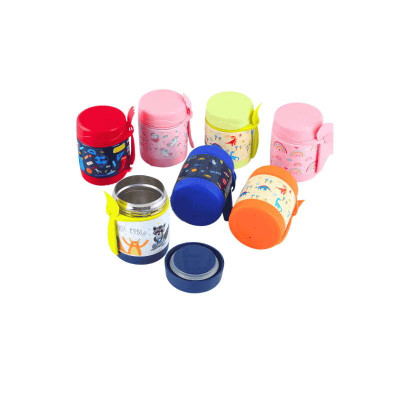 portable stainless steel food flask for kids with spoon