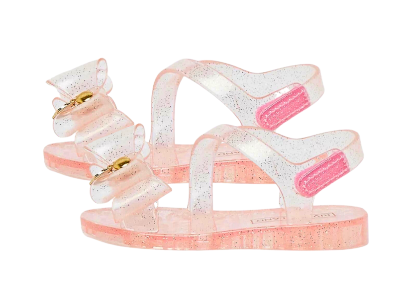 River Island Mini Girls Pink Bow Jelly Sandals UK 3jnr - Diaper Yard Gh
