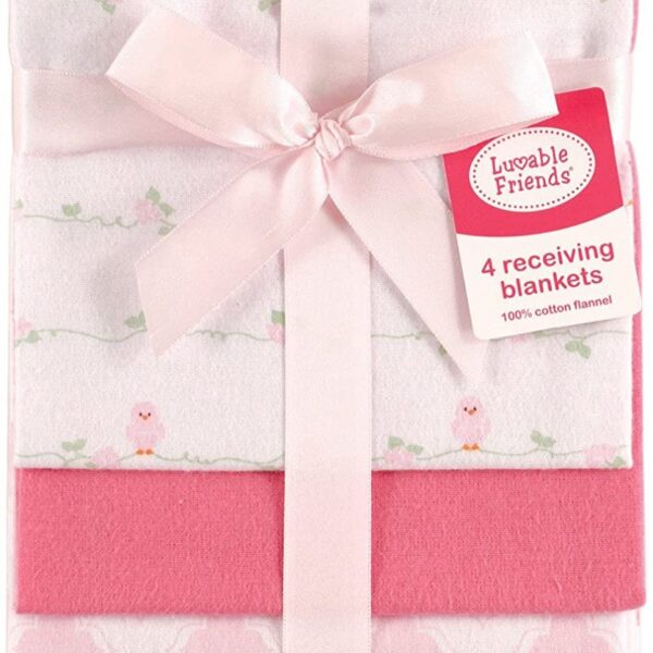 Luvable Friends Unisex Baby Cotton Flannel Receiving Blankets, Bird, One Size