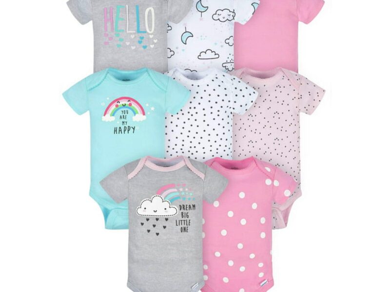 Gerber® 8-Pack Baby Girls Clouds Short-Sleeve Onesies® Bodysuits - Diaper Yard Gh