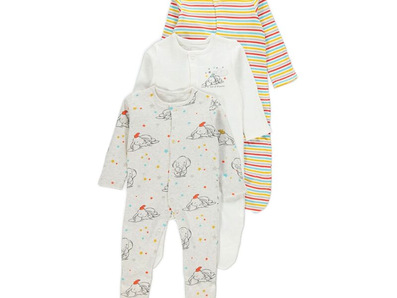 Unisex Disney Dumbo Sleepsuits 3 Pack - Diaper Yard Gh