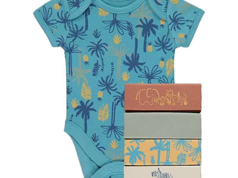 0-3m Tropical Print Short Sleeve Bodysuits 5 Pack - Diaper Yard Gh