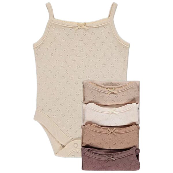 0-3m Brown Pointelle Sleeveless Bodysuits 5 Pack - Diaper Yard Gh