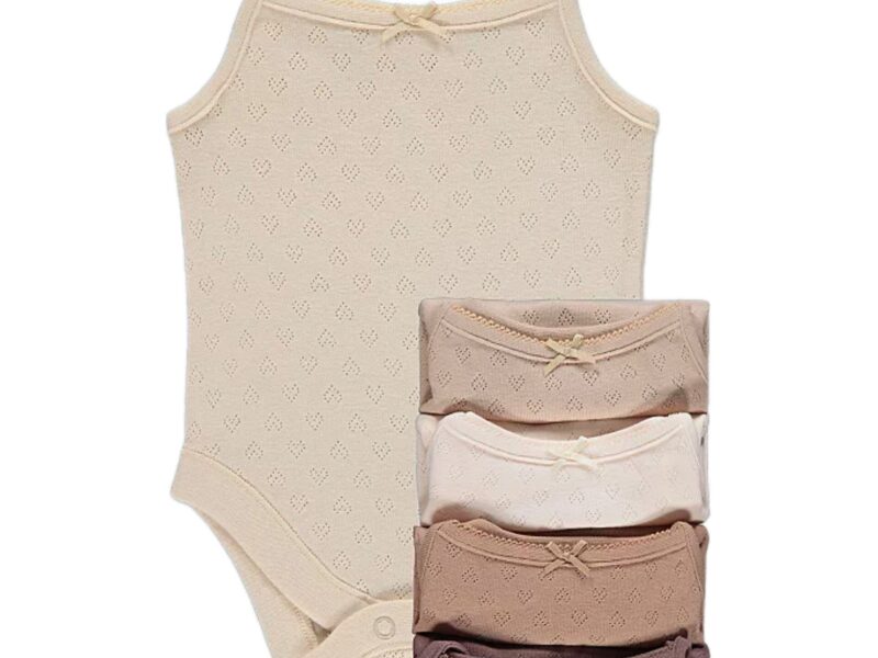 0-3m Brown Pointelle Sleeveless Bodysuits 5 Pack - Diaper Yard Gh