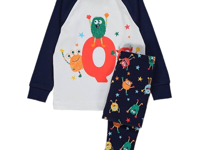 3-4yrs Navy Monster Letter Q Alphabet Pyjamas - Diaper Yard Gh