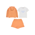 Peach Broderie Zip Up Hoodie, T-Shirt and Shorts Outfit 4-5 Yrs - Image 3
