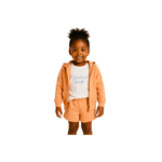 Peach Broderie Zip Up Hoodie, T-Shirt and Shorts Outfit 4-5 Yrs