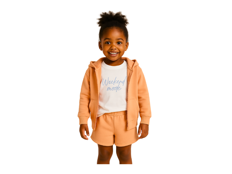 Peach Broderie Zip Up Hoodie, T-Shirt and Shorts Outfit 4-5 Yrs