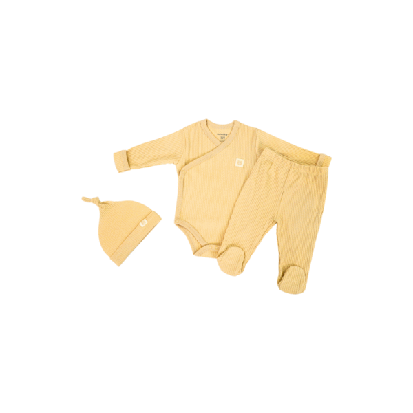 Newborn Cotton Kimono and Footed Pants and Hat Set