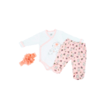 Newborn Cotton Kimono and Footed Pants and Hat Set - Image 4