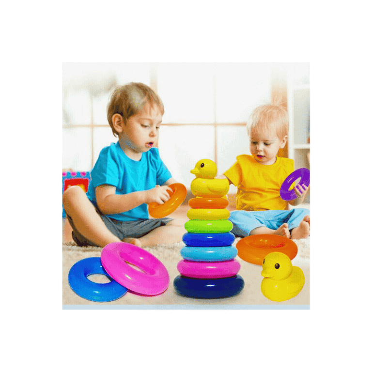 “Baby playing with Duck Stacking Rings Toy”