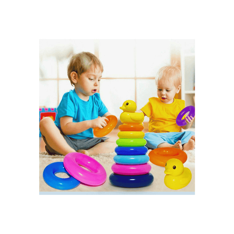 “Baby playing with Duck Stacking Rings Toy”