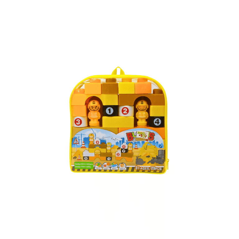 Engineering building blocks set with worker figures