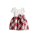 White Plaid Bow Dress for Girls | Elegant Christmas Party Outfit 4-10 Yrs - Image 2