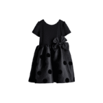 Black Polka Dot Bow Dress 3-4 Yrs - Image 2