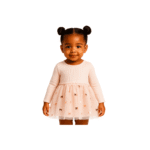 "Baby Blush Sequin Party Dress - pink long sleeve dress for girls"