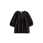 "Black Ruffle Long-Sleeve Dress Ghana - stylish girls clothing Diaper Yard"