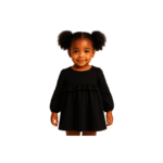 "Black Ruffle Long-Sleeve Dress for Girls - elegant party outfit Ghana"
