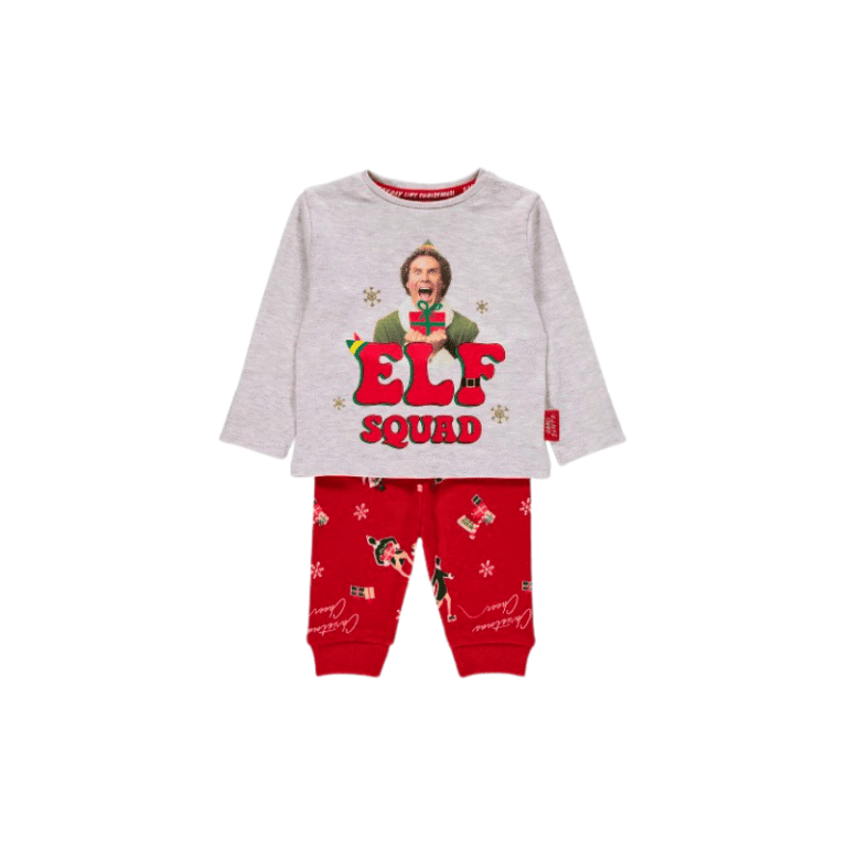 "Elf Squad Christmas baby outfit with grey top and red pants - Diaper Yard"