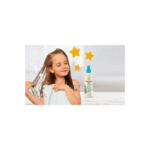 Child using Aveeno kids spray after bath