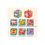 7-in-1 activity cube showing shapes, gears, and piano