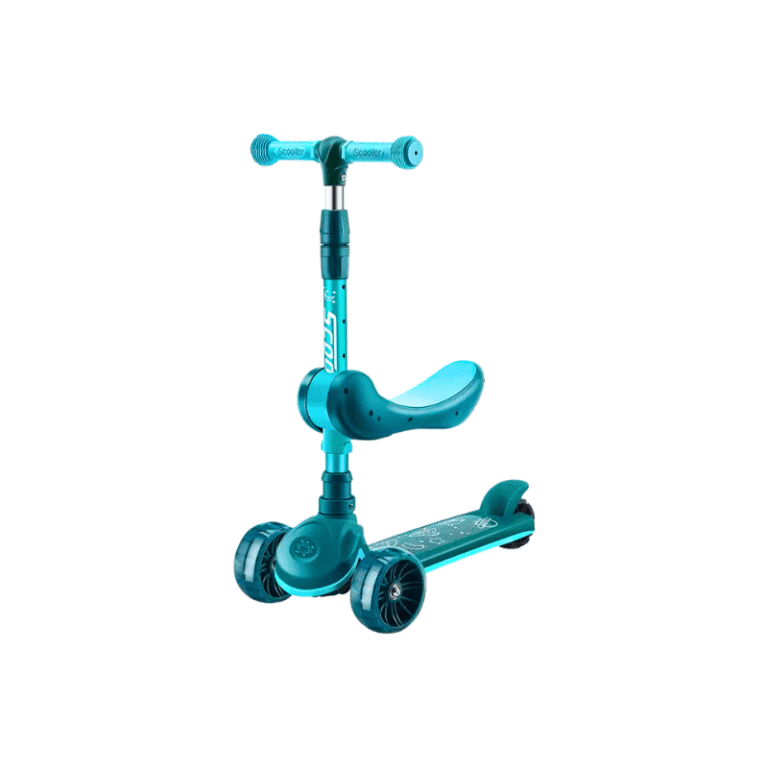 Kids foldable light up musical scooter green