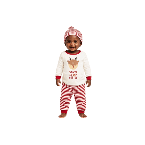 santa is my bestie bib and hat set