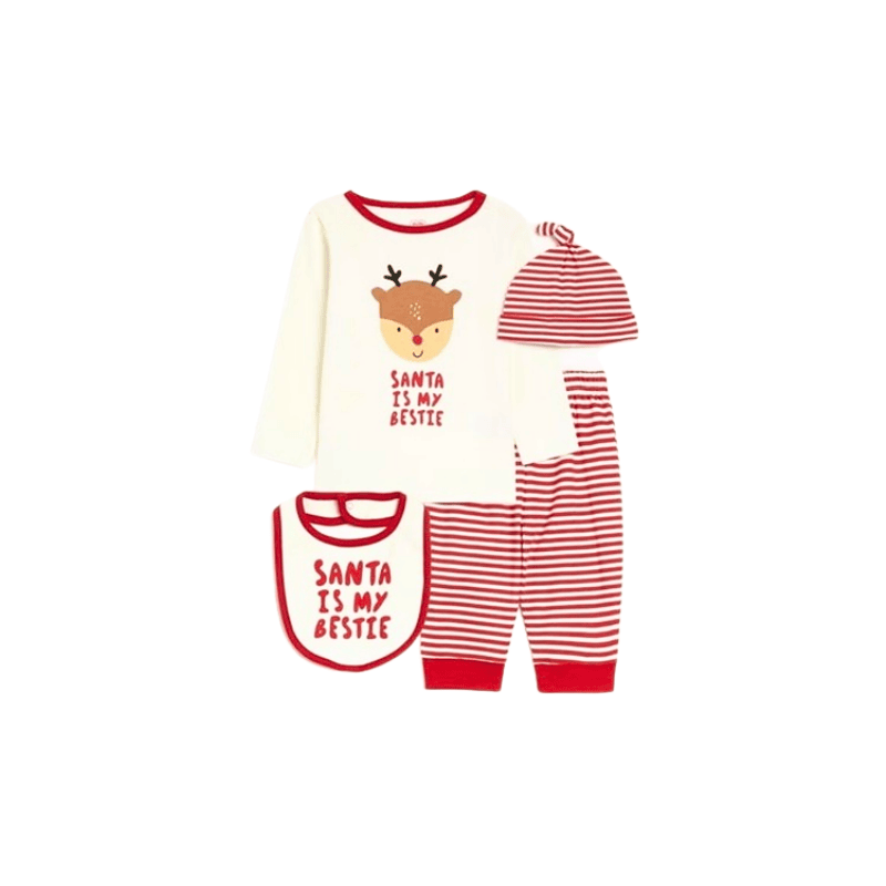santa is my bestie baby christmas outfit 0-3 months