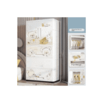 tall kids wardrobe with cartoon bear illustrations