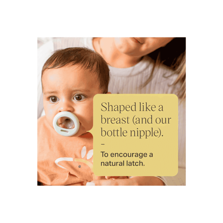 Baby using Tommee Tippee Breast-Like Pacifier for natural latch