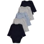 0-3m Navy Long Sleeve Envelope Neck Bodysuits 5 Pack