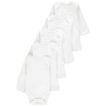 3-6m White Long Sleeve Bodysuits 5 Pack