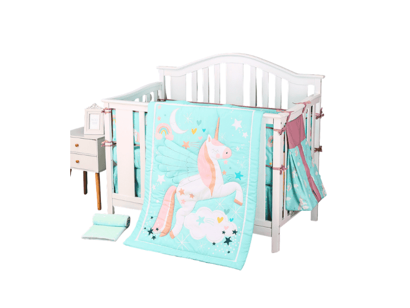 7 Piece Baby Crib Bedding Set Complete Nursery Cot Bedding Set with Bumper, Comforter & Fitted Sheet