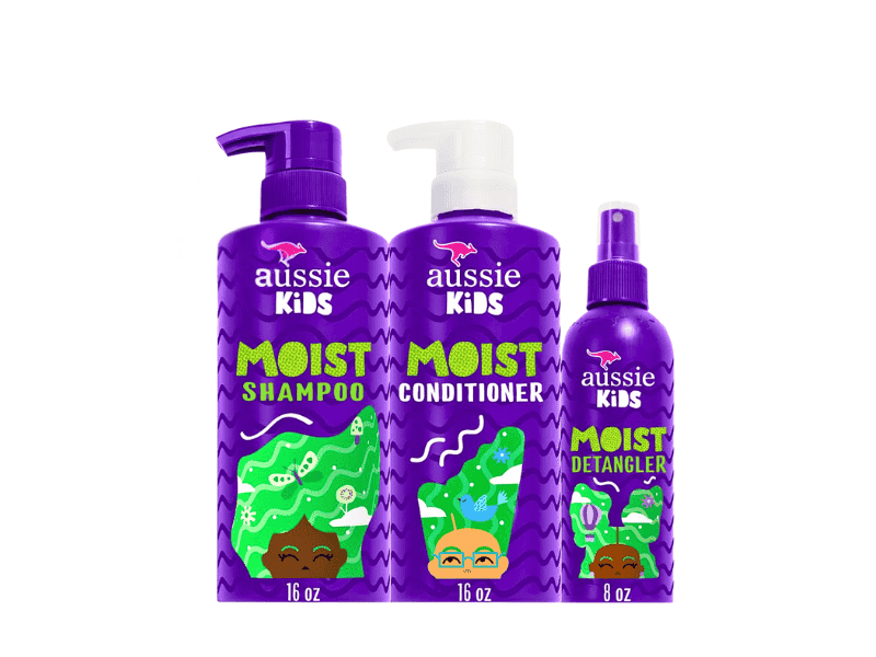 Aussie Kids Moist Shampoo, Conditioner & Detangler Set